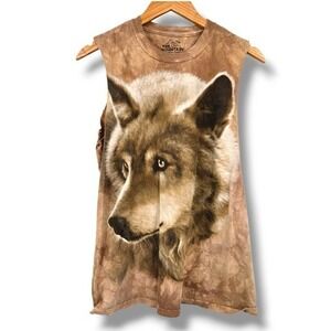 The Mountain Wolf Graphic Sleeveless Tank Animal Print‎ Casual Top Medium